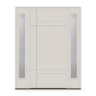 Fiberglass Entry Door System with Two Sidelites - Contemporary 12, White Satin Smooth