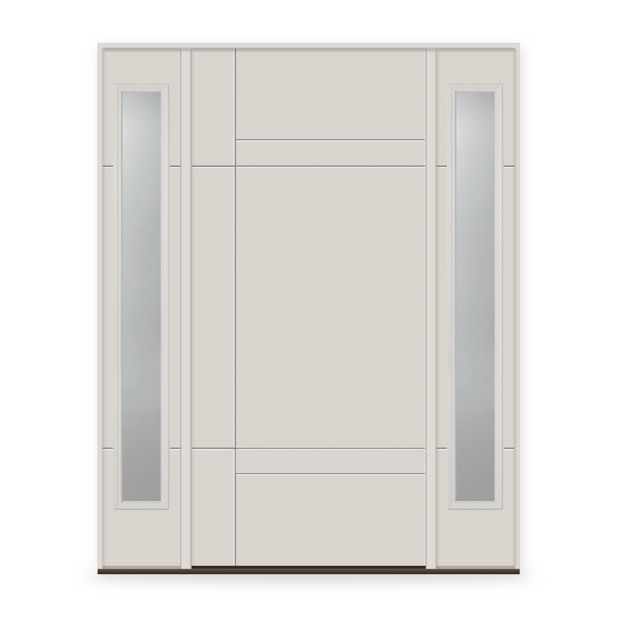 Fiberglass Entry Door System with Two Sidelites - Contemporary 12, White Satin Smooth