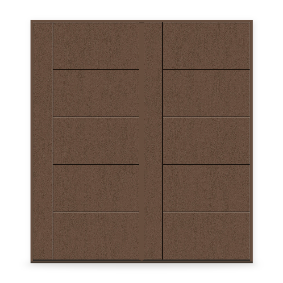 Double Fiberglass Entry Door System - Contemporary 14, Fine Woodgrain