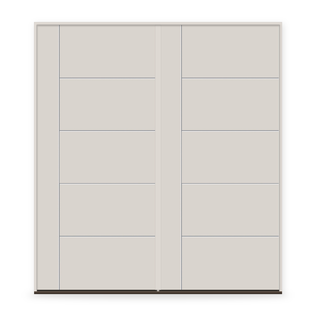 Double Fiberglass Entry Door System - Contemporary 14, White Satin Smooth