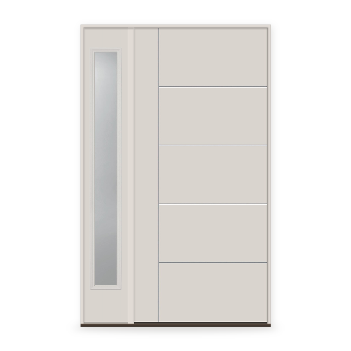 Fiberglass Entry Door System with Sidelite - Contemporary 14, White Satin Smooth