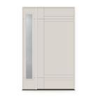 Fiberglass Entry Door System with Sidelite - Contemporary 16, White Satin Smooth