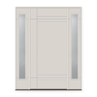Fiberglass Entry Door System with Two Sidelites - Contemporary 16, White Satin Smooth
