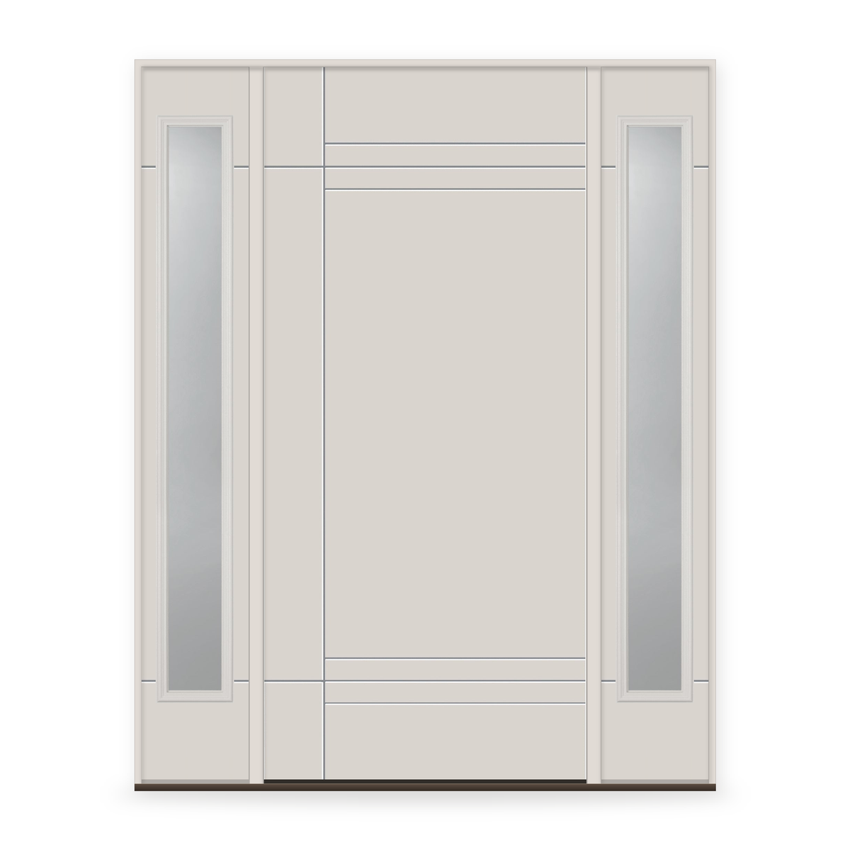 Fiberglass Entry Door System with Two Sidelites - Contemporary 16, White Satin Smooth