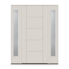 Fiberglass Entry Door System with Two Sidelites - Contemporary 24, White Satin Smooth