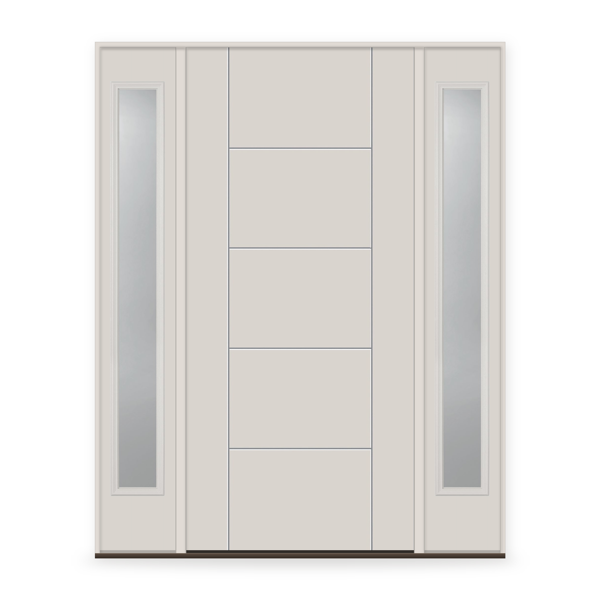 Fiberglass Entry Door System with Two Sidelites - Contemporary 24, White Satin Smooth