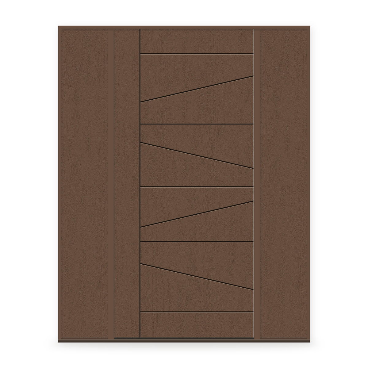 Fiberglass Entry Door System with Two Sidelites - Contemporary 29, Fine Woodgrain