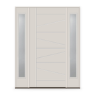 Fiberglass Entry Door System with Two Sidelites - Contemporary 29, White Satin Smooth