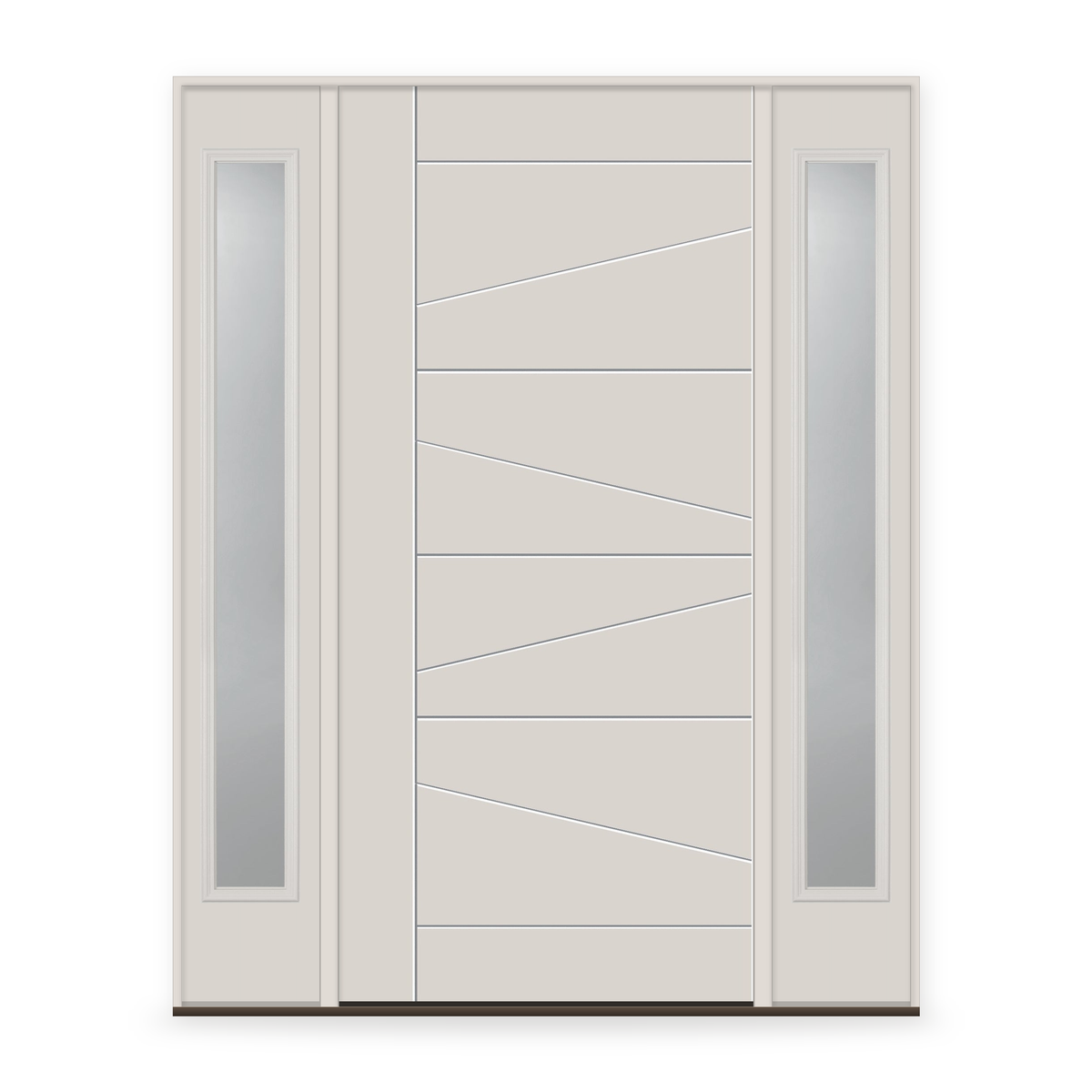 Fiberglass Entry Door System with Two Sidelites - Contemporary 29, White Satin Smooth