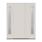 Fiberglass Entry Door System with Two Sidelites - Contemporary 30, White Satin Smooth