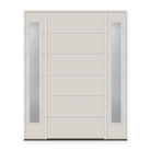 Fiberglass Entry Door System with Two Sidelites - Contemporary 5, White Satin Smooth