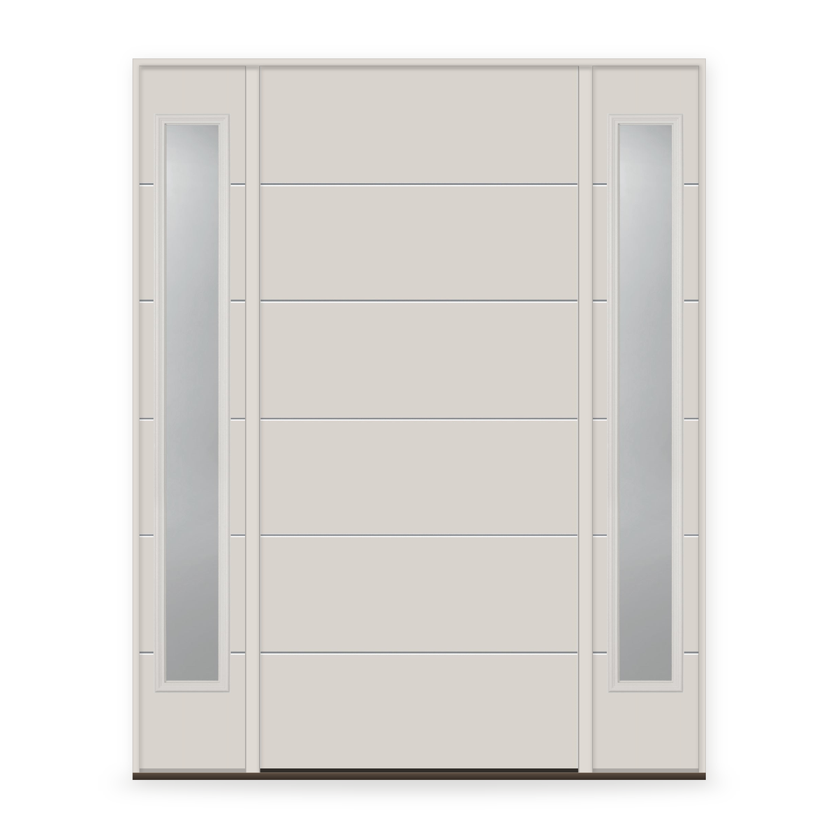 Fiberglass Entry Door System with Two Sidelites - Contemporary 5, White Satin Smooth
