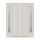 Fiberglass Entry Door System with Two Sidelites - Contemporary 60, White Satin Smooth