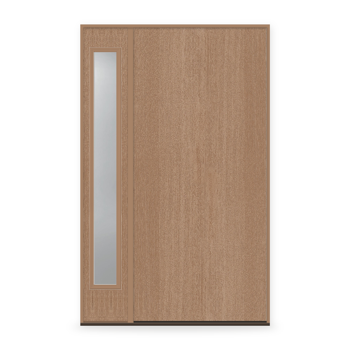 Fiberglass Entry Door System with Sidelite - Flush, Tan Woodgrain