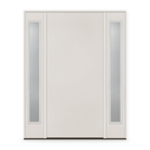 Fiberglass Entry Door System with Two Sidelites - Flush, White Satin Smooth