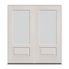 Double Frost Flush Glazed Fiberglass Entry Door System - 3/4 Lite, White Satin Smooth