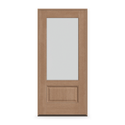 Prehung Frost Flush Glazed Fiberglass Entry Door System - 3/4 Lite, Tan Woodgrain