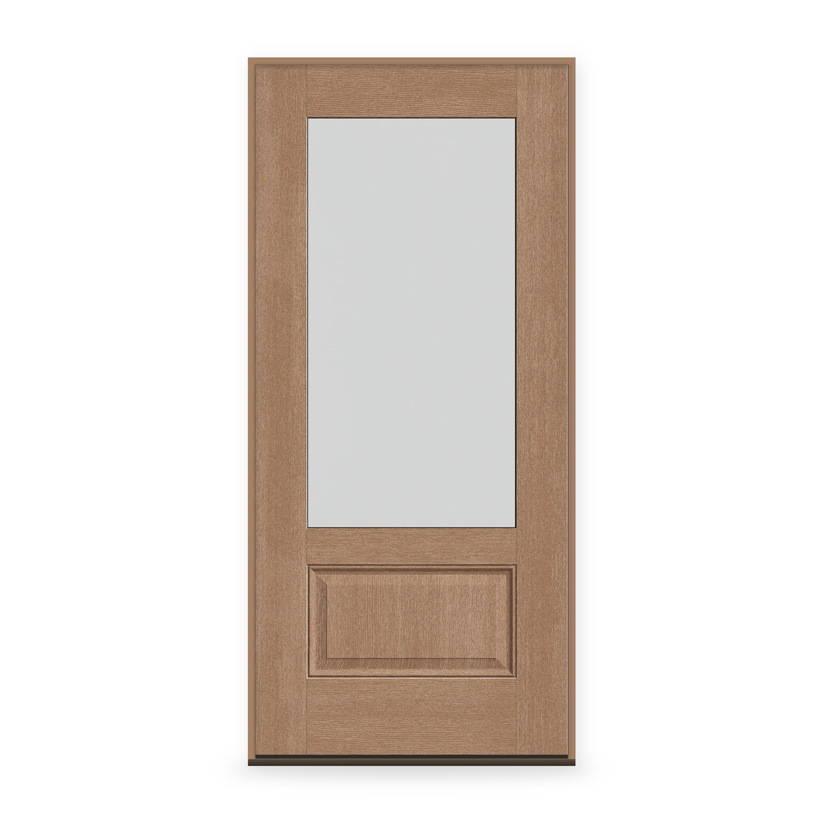 Prehung Frost Flush Glazed Fiberglass Entry Door System - 3/4 Lite, Tan Woodgrain
