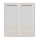 Double Frost Flush Glazed Fiberglass Entry Door System - 3/4 Lite Shaker, White Satin Smooth, 