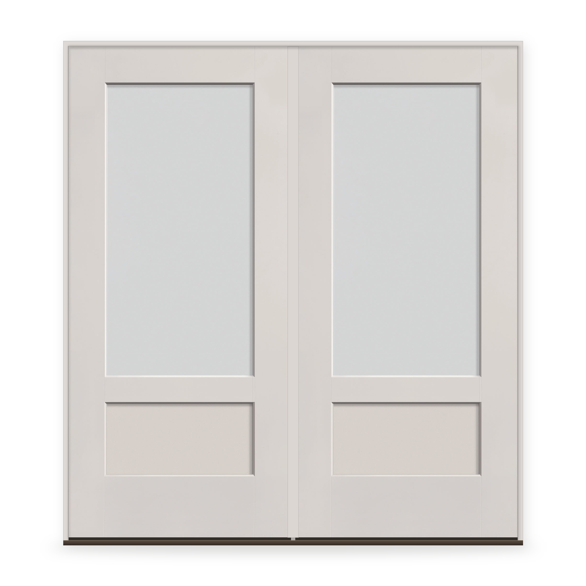Double Frost Flush Glazed Fiberglass Entry Door System - 3/4 Lite Shaker, White Satin Smooth