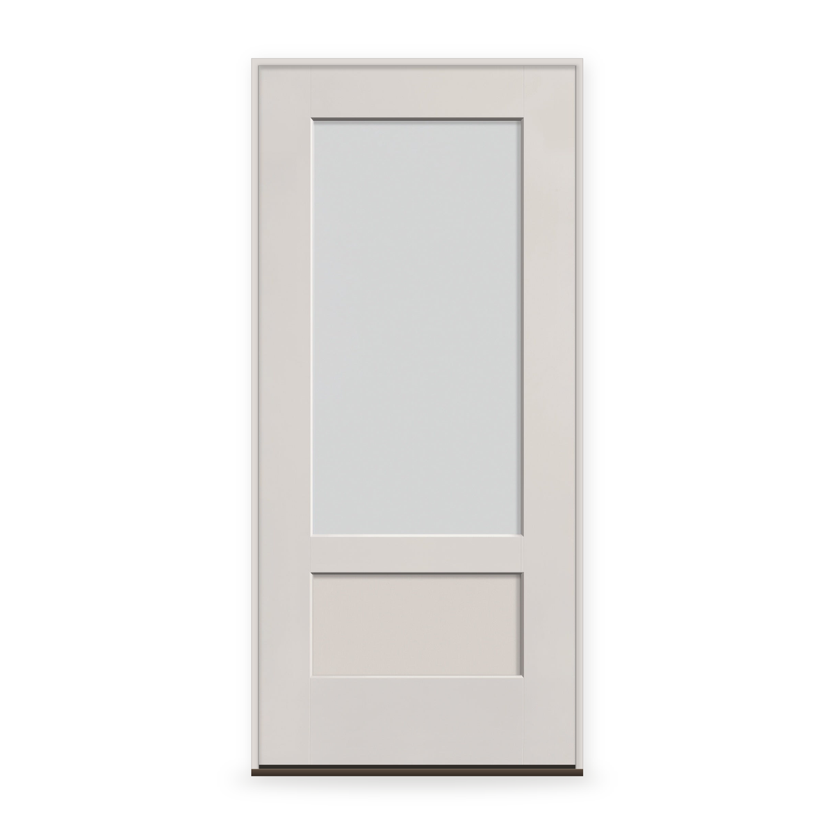 Prehung Frost Flush Glazed Fiberglass Entry Door System - 3/4 Lite Shaker, White Satin Smooth, 