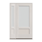 Frost Flush Glazed Fiberglass Entry Door System with Sidelite - 3/4 Lite Shaker, White Satin Smooth, 