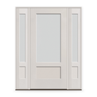 Frost Flush Glazed Fiberglass Entry Door System with Two Sidelites - 3/4 Lite Shaker, White Satin Smooth, 