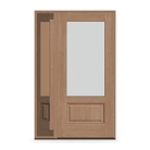 Frost Flush Glazed Fiberglass Entry Door System with Sidelite - 3/4 Lite, Tan Woodgrain