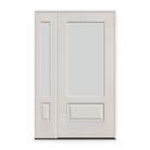 Frost Flush Glazed Fiberglass Entry Door System with Sidelite - 3/4 Lite, White Satin Smooth