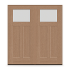Double Frost Flush Glazed Fiberglass Entry Door System - Craftsman 2 Panel, Tan Woodgrain