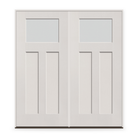 Double Frost Flush Glazed Fiberglass Entry Door System - Craftsman 2 Panel, White Satin Smooth