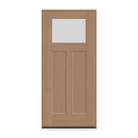 Prehung Frost Flush Glazed Fiberglass Entry Door System - Craftsman 2 Panel, Tan Woodgrain
