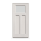 Prehung Frost Flush Glazed Fiberglass Entry Door System - Craftsman 2 Panel, White Satin Smooth