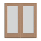 Double Frost Flush Glazed Fiberglass Entry Door System - Full Lite, Tan Woodgrain, 