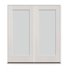 Double Frost Flush Glazed Fiberglass Entry Door System - Full Lite, White Satin Smooth, 