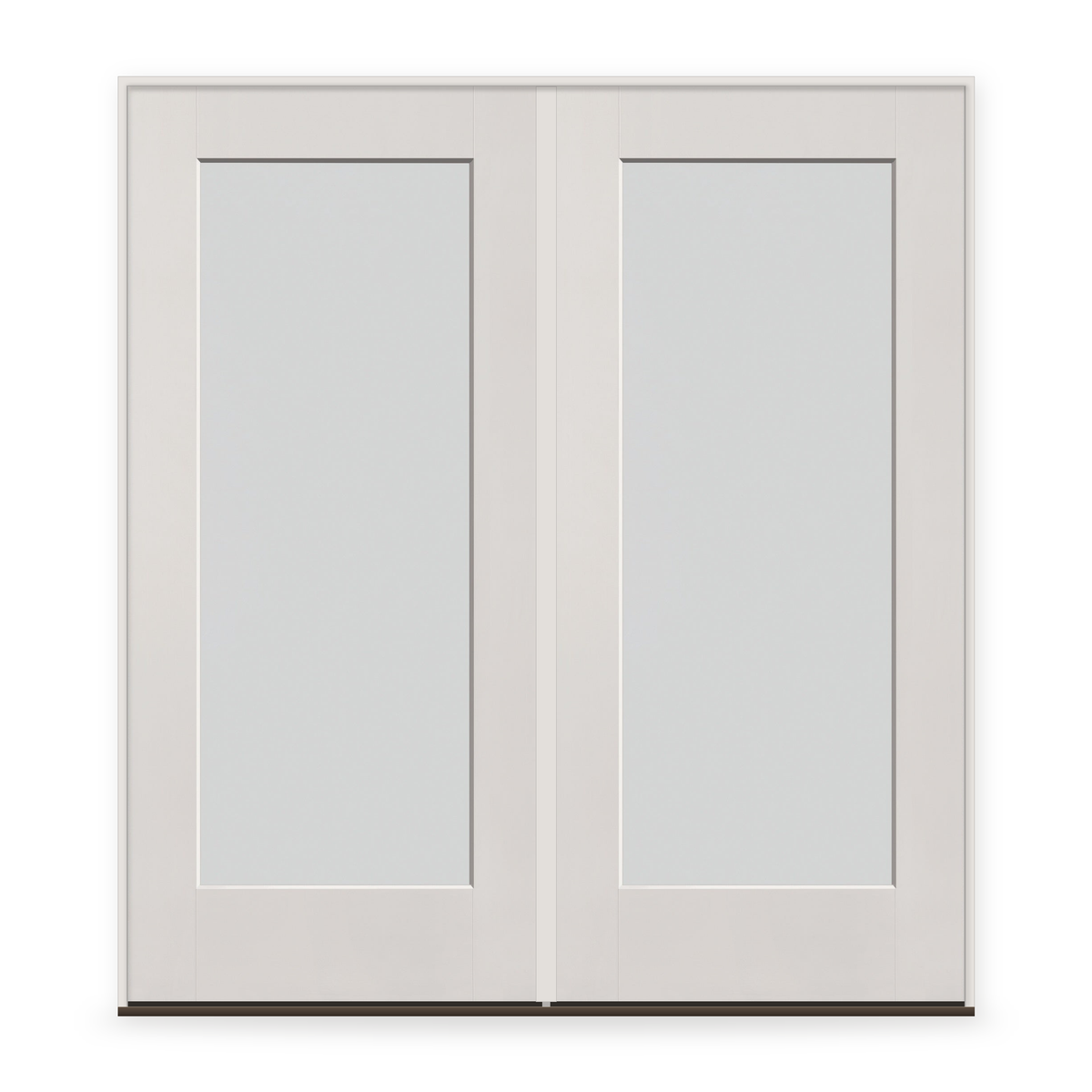 Double Frost Flush Glazed Fiberglass Entry Door System - Full Lite, White Satin Smooth