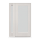 Frost Flush Glazed Fiberglass Entry Door System with Sidelite - Full Lite, White Satin Smooth, 
