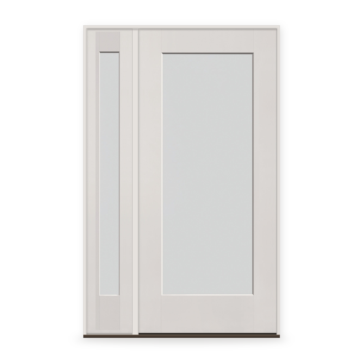 Frost Flush Glazed Fiberglass Entry Door System with Sidelite - Full Lite, White Satin Smooth