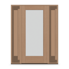 Frost Flush Glazed Fiberglass Entry Door System with Two Sidelites - Full Lite, Tan Woodgrain, 