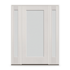 Frost Flush Glazed Fiberglass Entry Door System with Two Sidelites - Full Lite, White Satin Smooth, 