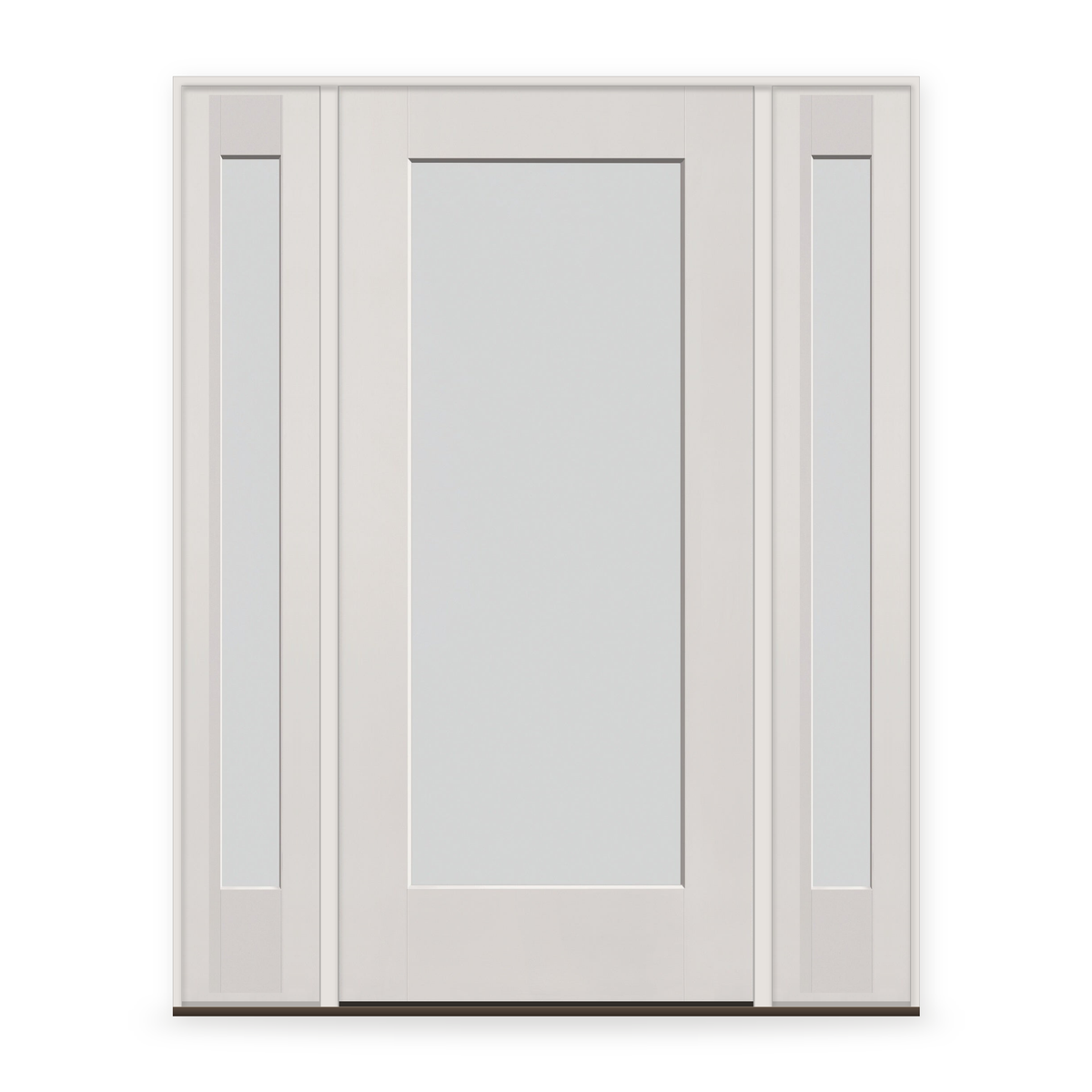Frost Flush Glazed Fiberglass Entry Door System with Two Sidelites - Full Lite, White Satin Smooth