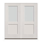 Double Frost Flush Glazed Fiberglass Entry Door System - Half Lite Shaker, White Satin Smooth