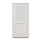 Prehung Frost Flush Glazed Fiberglass Entry Door System - Half Lite Shaker, White Satin Smooth