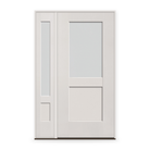 Frost Flush Glazed Fiberglass Entry Door System with Sidelite - Half Lite Shaker, White Satin Smooth