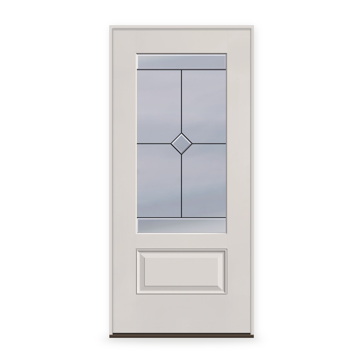 Prehung Garrison Flush Glazed Fiberglass Entry Door System - 3/4 Lite, White Satin Smooth