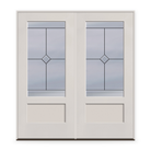 Double Garrison Flush Glazed Fiberglass Entry Door System - 3/4 Lite Shaker, White Satin Smooth
