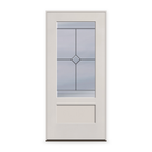 Prehung Garrison Flush Glazed Fiberglass Entry Door System - 3/4 Lite Shaker, White Satin Smooth