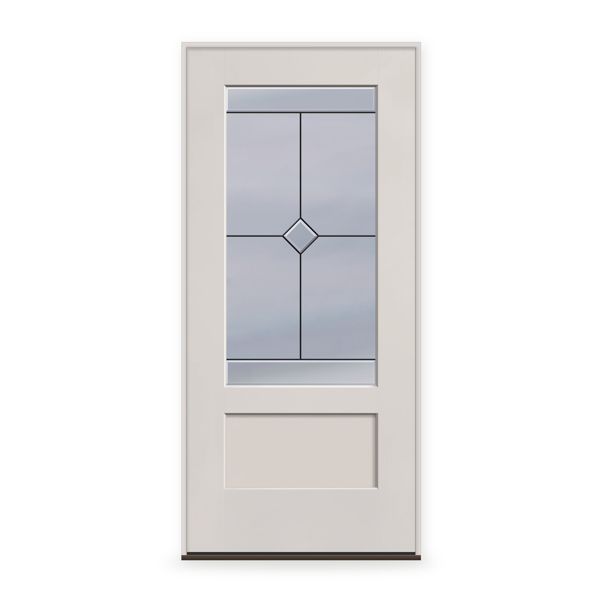 Prehung Garrison Flush Glazed Fiberglass Entry Door System - 3/4 Lite Shaker, White Satin Smooth