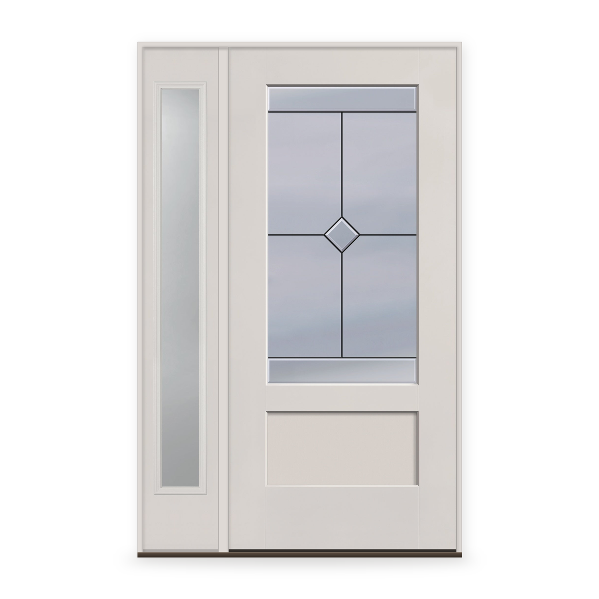 Garrison Flush Glazed Fiberglass Entry Door System with Sidelite - 3/4 Lite Shaker, White Satin Smooth