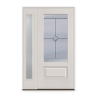 Garrison Flush Glazed Fiberglass Entry Door System with Sidelite - 3/4 Lite, White Satin Smooth